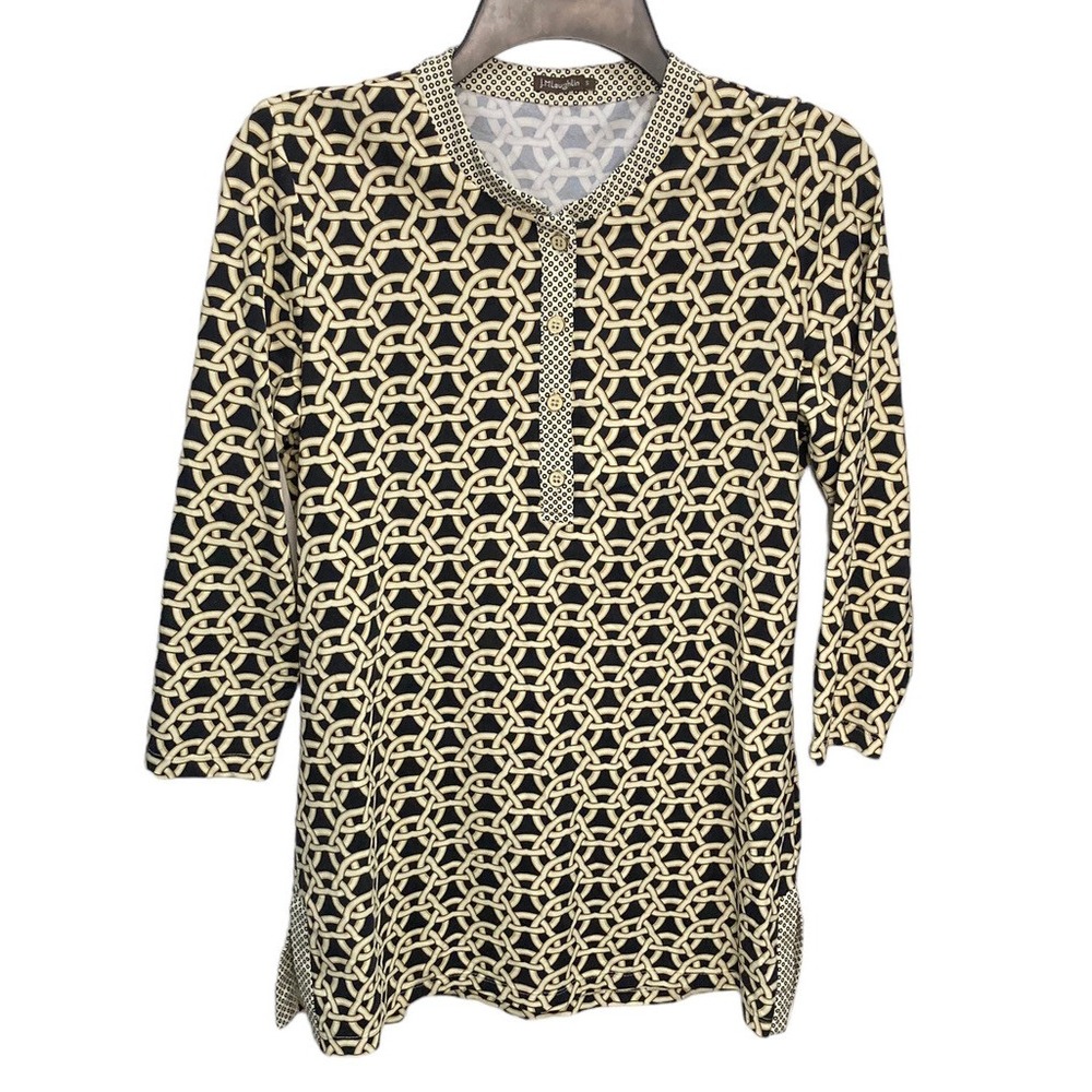 J. McLaughlin‎ Top Catalina Cloth 3/4 Sleeve Size Small Button Down